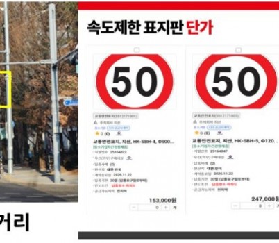붙임1.중복 설치된 속도 제한 표지판과 단가.jpg