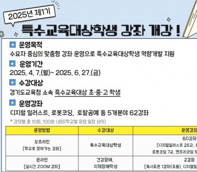 250407_경기도교육복지종합센터__2025년_찾아가는_특수교육대상학생강좌_개강(경기도교육복지종합센터)(참고자료).jpg width: 100%; height : 150px