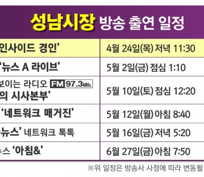 신상진 성남시장, 24일(목) 저녁 11시30분 KBS 1TV ‘인사이드 경인’ 출연 이후일정).jpg width: 100%; height : 150px